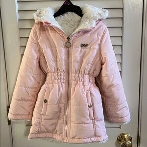 DKNY-reversible Light Pink kids puffer coat